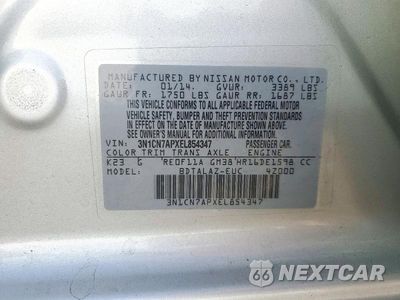 Zdjęcie 12 z 12 samochodu: 2014 NISSAN VERSA 1.6 S PLUS VIN:3N1CN7APXEL854347 - miniatura