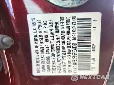 Zdjęcie 12 z 12 samochodu: 2015 HONDA CIVIC EXL VIN:19XFB2F95FE044761 - miniatura