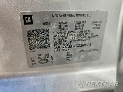 Zdjęcie 12 z 12 samochodu: 2019 CHEVROLET SILVERADO K1500 VIN:1GCRYAEH1KZ260698 - miniatura
