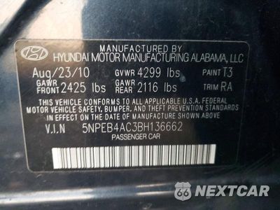 Zdjęcie 12 z 12 samochodu: 2011 HYUNDAI SONATA GLS VIN:5NPEB4AC3BH136662 - miniatura