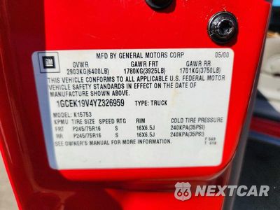 Zdjęcie 12 z 12 samochodu: 2000 CHEVROLET SILVERADO K1500 VIN:1GCEK19V4YZ326959 - miniatura