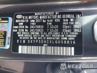 Zdjęcie 13 z 13 samochodu: 2020 KIA TELLURIDE SX VIN:5XYP5DHCXLG058816 - miniatura