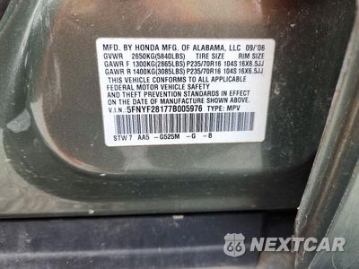 Zdjęcie 13 z 13 samochodu: 2007 HONDA PILOT LX VIN:5FNYF28177B005976 - miniatura