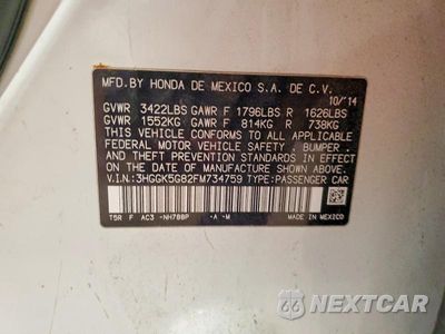 Zdjęcie 12 z 12 samochodu: 2015 HONDA FIT EX VIN:3HGGK5G82FM734759 - miniatura