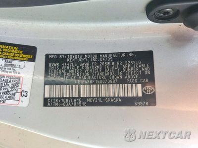 Zdjęcie 12 z 12 samochodu: 2006 TOYOTA CAMRY SOLARA SLE V6 VIN:4T1FA38P16U070887 - miniatura