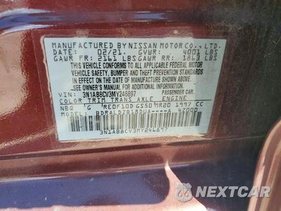 Zdjęcie 12 z 12 samochodu: 2021 NISSAN SENTRA SV VIN:3N1AB8CV3MY246897 - miniatura