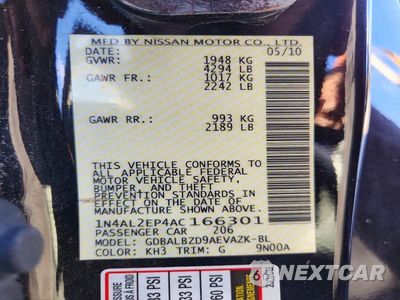 Zdjęcie 13 z 13 samochodu: 2010 NISSAN ALTIMA 2.5 S VIN:1N4AL2EP4AC166301 - miniatura