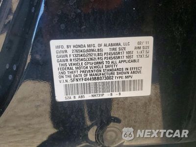 Zdjęcie 12 z 12 samochodu: 2011 HONDA PILOT EX VIN:5FNYF4H49BB073002 - miniatura