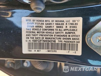 Zdjęcie 12 z 12 samochodu: 2017 HONDA CIVIC EX VIN:19XFC2F76HE043746 - miniatura