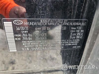 Zdjęcie 14 z 14 samochodu: 2023 HYUNDAI SANTA FE SEL VIN:5NMS24AJ7PH603524 - miniatura