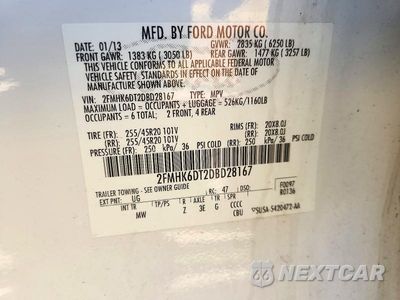 Zdjęcie 12 z 12 samochodu: 2013 FORD FLEX LIMITED VIN:2FMHK6DT2DBD28167 - miniatura