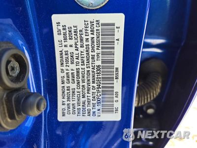 Zdjęcie 13 z 13 samochodu: 2016 HONDA CIVIC TOURING VIN:19XFC1F94GE018306 - miniatura