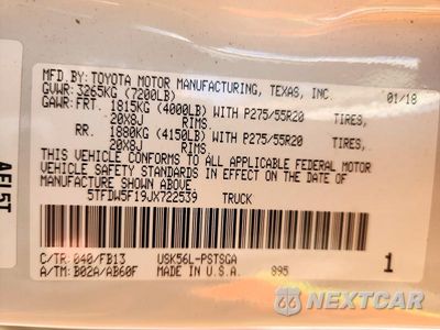 Zdjęcie 12 z 12 samochodu: 2018 TOYOTA TUNDRA CREWMAX SR5 VIN:5TFDW5F19JX722539 - miniatura