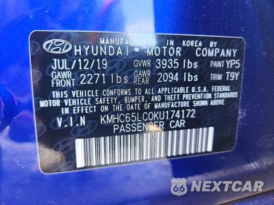 Zdjęcie 12 z 12 samochodu: 2019 HYUNDAI IONIQ BLUE VIN:KMHC65LC0KU174172 - miniatura