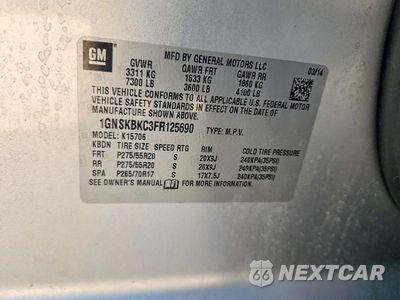 Zdjęcie 13 z 13 samochodu: 2015 CHEVROLET TAHOE K1500 LT VIN:1GNSKBKC3FR125690 - miniatura