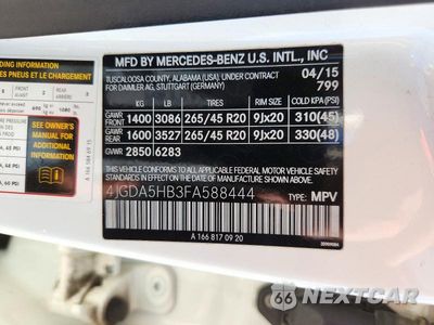 Zdjęcie 12 z 12 samochodu: 2015 MERCEDES-BENZ ML 350 4MATIC VIN:4JGDA5HB3FA588444 - miniatura