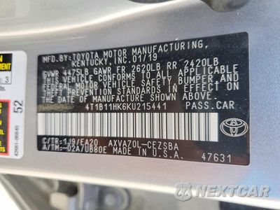 Zdjęcie 13 z 13 samochodu: 2019 TOYOTA CAMRY SE VIN:4T1B11HK6KU215441 - miniatura