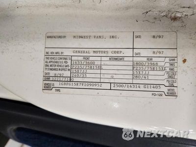 Zdjęcie 13 z 13 samochodu: 1997 CHEVROLET EXPRESS G1500 VIN:1GBFG15R7V1090952 - miniatura