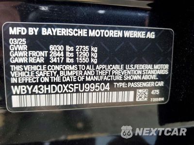 Zdjęcie 12 z 12 samochodu: 2025 BMW I4 XDRIVE 40 VIN:WBY43HD0XSFU99504 - miniatura