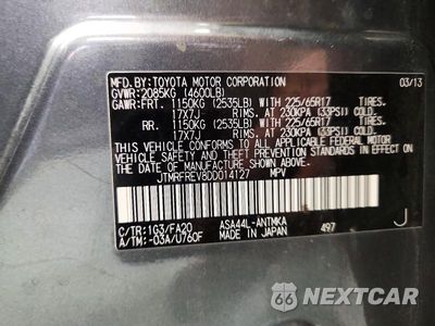 Zdjęcie 13 z 13 samochodu: 2013 TOYOTA RAV4 XLE VIN:JTMRFREV8DD014127 - miniatura