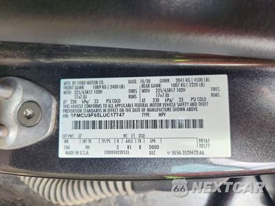 Zdjęcie 13 z 13 samochodu: 2020 FORD ESCAPE S VIN:1FMCU9F65LUC17747 - miniatura