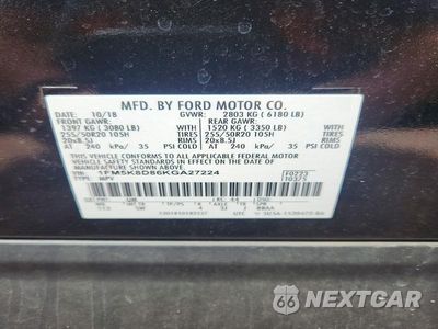 Zdjęcie 12 z 12 samochodu: 2019 FORD EXPLORER XLT VIN:1FM5K8D86KGA27224 - miniatura