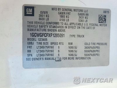 Zdjęcie 13 z 13 samochodu: 2015 CHEVROLET EXPRESS G2500 VIN:1GCWGFCFXF1285091 - miniatura