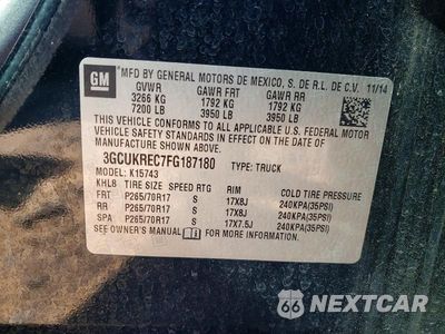 Zdjęcie 12 z 12 samochodu: 2015 CHEVROLET SILVERADO K1500 LT VIN:3GCUKREC7FG187180 - miniatura