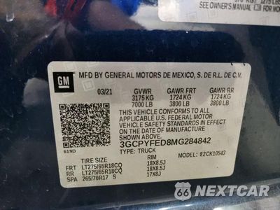 Zdjęcie 12 z 12 samochodu: 2021 CHEVROLET SILVERADO K1500 LT TRAIL BOSS VIN:3GCPYFED8MG284842 - miniatura
