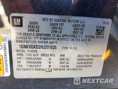 Zdjęcie 13 z 13 samochodu: 2017 CHEVROLET TRAVERSE LT VIN:1GNKVGKD2HJ201625 - miniatura