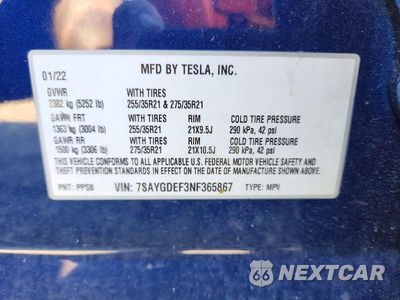 Zdjęcie 14 z 14 samochodu: 2022 TESLA MODEL Y VIN:7SAYGDEF3NF365867 - miniatura