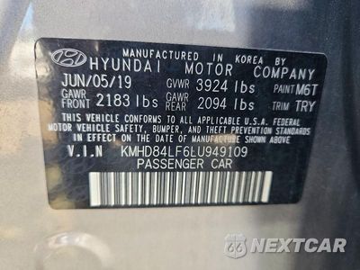 Zdjęcie 12 z 12 samochodu: 2020 HYUNDAI ELANTRA VALUE EDITION VIN:KMHD84LF6LU949109 - miniatura