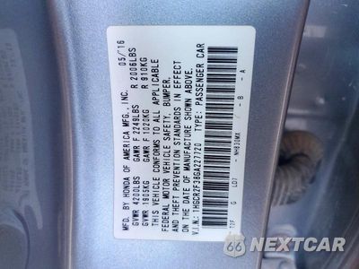 Zdjęcie 12 z 12 samochodu: 2016 HONDA ACCORD LX VIN:1HGCR2F38GA227720 - miniatura