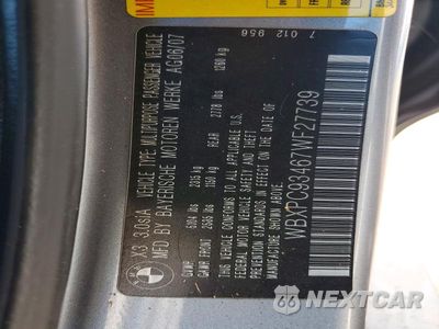 Zdjęcie 13 z 13 samochodu: 2007 BMW X3 3.0SI VIN:WBXPC93467WF27739 - miniatura
