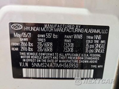 Zdjęcie 13 z 13 samochodu: 2021 HYUNDAI SANTA FE SEL VIN:5NMS24AJ1MH363950 - miniatura