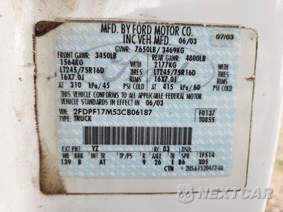 Zdjęcie 12 z 12 samochodu: 2003 FORD F150 VIN:2FDPF17M53CB06187 - miniatura