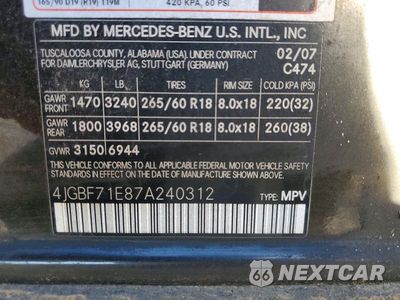 Zdjęcie 12 z 12 samochodu: 2007 MERCEDES-BENZ GL 450 4MATIC VIN:4JGBF71E87A240312 - miniatura