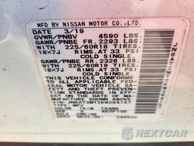 Zdjęcie 13 z 13 samochodu: 2019 NISSAN ROGUE SV VIN:JN8AT2MT2KW264157 - miniatura