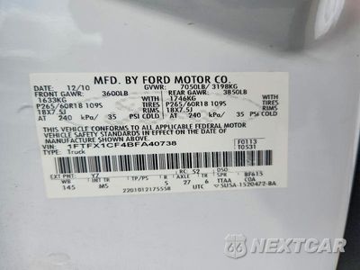 Zdjęcie 12 z 12 samochodu: 2011 FORD F150 SUPER CAB VIN:1FTFX1CF4BFA40738 - miniatura