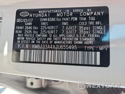 Zdjęcie 12 z 12 samochodu: 2018 HYUNDAI TUCSON SEL VIN:KM8J33A4XJU655495 - miniatura