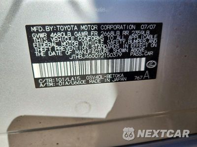 Zdjęcie 12 z 12 samochodu: 2007 LEXUS ES 350 VIN:JTHBJ46G072150379 - miniatura