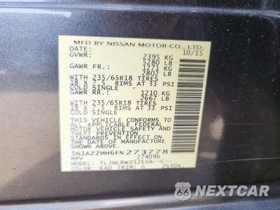 Zdjęcie 13 z 13 samochodu: 2015 NISSAN MURANO SL VIN:5N1AZ2MH6FN273778 - miniatura