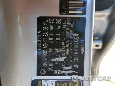 Zdjęcie 12 z 12 samochodu: 2017 KIA FORTE LX VIN:3KPFK4A71HE023782 - miniatura