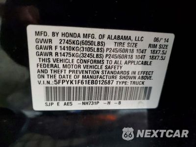 Zdjęcie 12 z 12 samochodu: 2014 HONDA RIDGELINE RTL-S VIN:5FPYK1F61EB012687 - miniatura