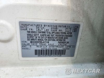 Zdjęcie 12 z 12 samochodu: 2014 NISSAN VERSA NOTE SV VIN:3N1CE2CP2EL417118 - miniatura