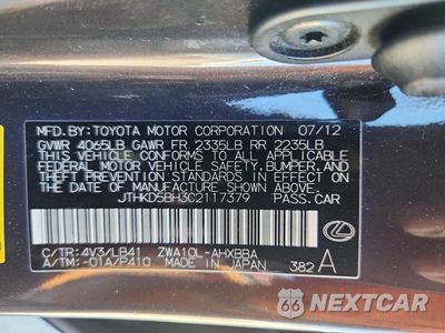 Zdjęcie 12 z 12 samochodu: 2012 LEXUS CT 200 VIN:JTHKD5BH3C2117379 - miniatura