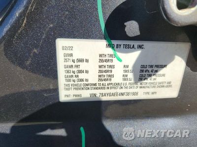 Zdjęcie 13 z 13 samochodu: 2022 TESLA MODEL Y VIN:7SAYGAEE4NF381906 - miniatura