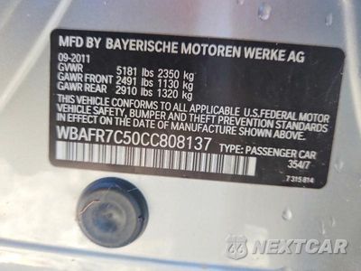 Zdjęcie 12 z 12 samochodu: 2012 BMW 535 I VIN:WBAFR7C50CC808137 - miniatura