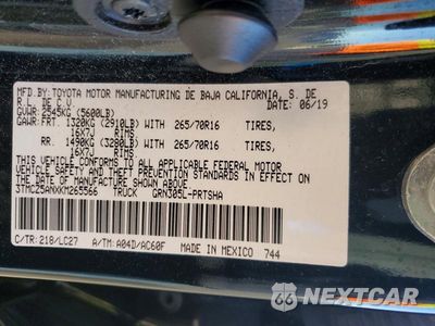 Zdjęcie 13 z 13 samochodu: 2019 TOYOTA TACOMA TRD OFF-ROAD VIN:3TMCZ5ANXKM265566 - miniatura