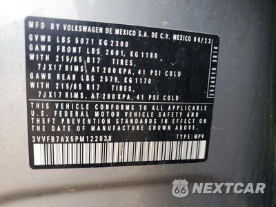 Zdjęcie 14 z 14 samochodu: 2023 VOLKSWAGEN TIGUAN S VIN:3VVFB7AX5PM122838 - miniatura